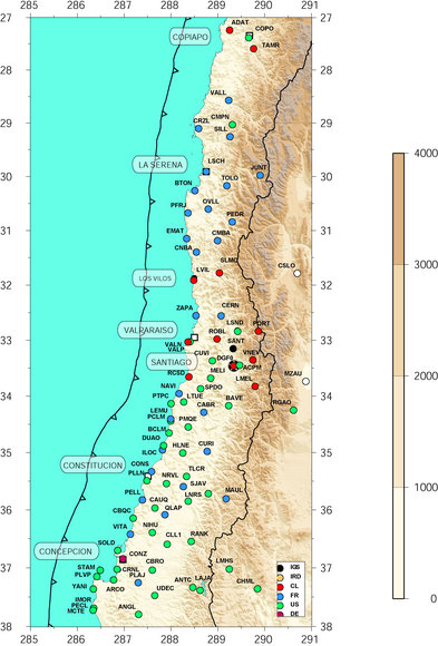 central Chile cGPS network