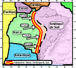 La tectonique des plaques en Am�rique du Sud